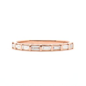 14K rose gold and baguette diamond ring