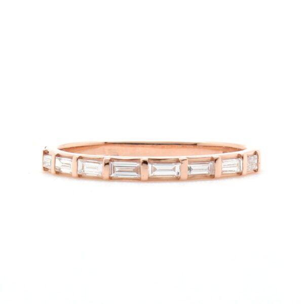 14K rose gold and baguette diamond ring