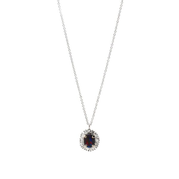 Black opal and diamond necklace