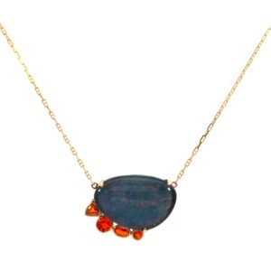 Black opal and fire opal necklace