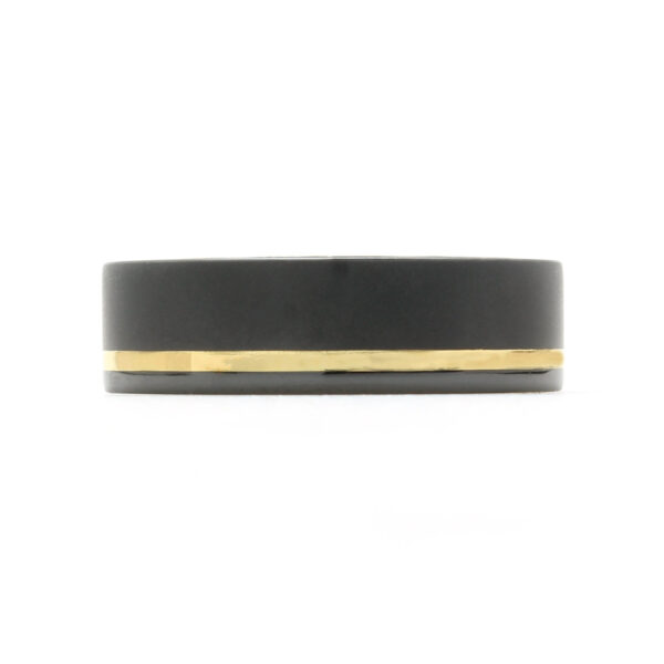 Black zirconium comfort fit band 18K yellow gold