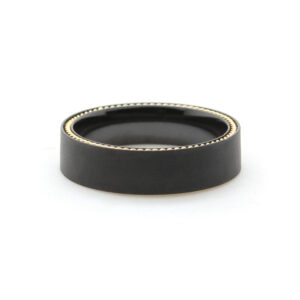 Black zirconium comfort fit band 18K gold braid