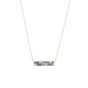 Sapphire blue topaz and diamond necklace