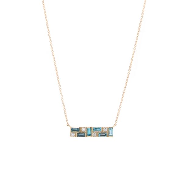 Sapphire blue topaz and diamond necklace