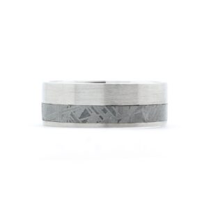 White gold meteorite comfort fit band