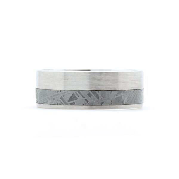 White gold meteorite comfort fit band