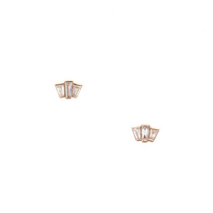 baguette diamond and gold studs