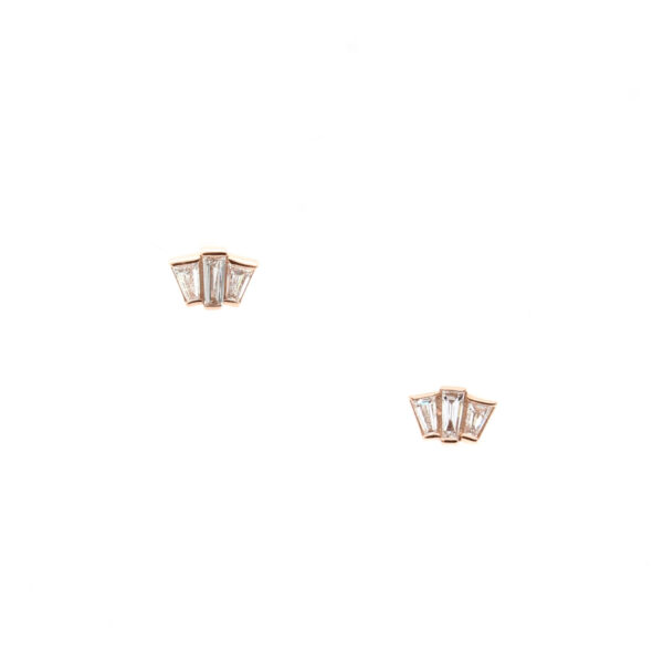 baguette diamond and gold studs