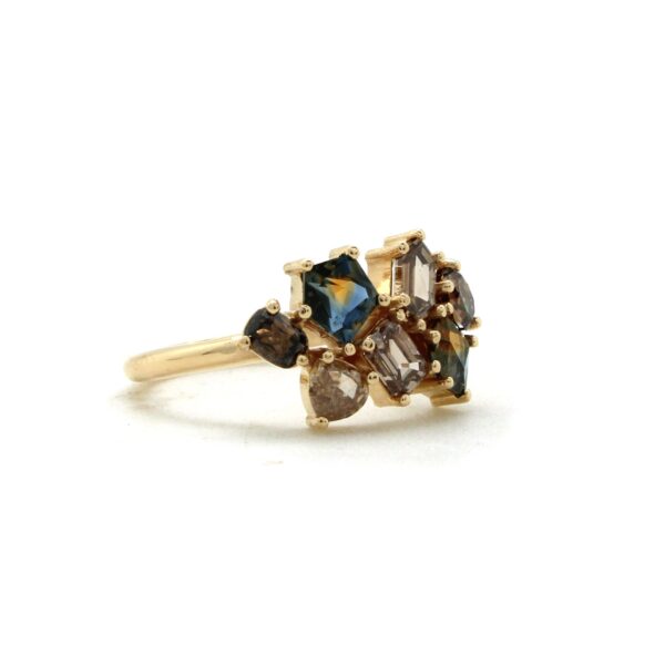 Sapphire and Cognac Diamond Cluster Ring - Image 3