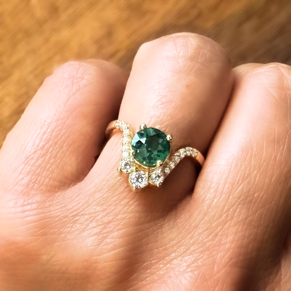 Montana Sapphire Contour Diamond Ring - Image 4