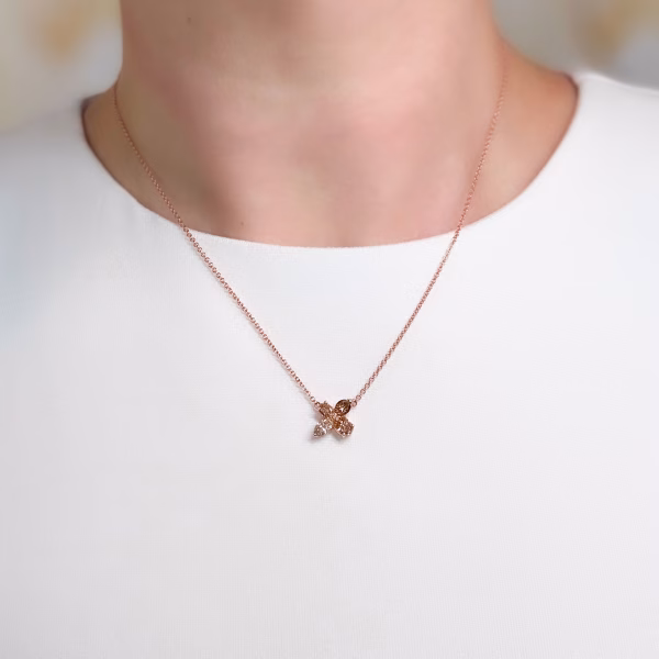Cognac Diamond Cluster Necklace - Image 2