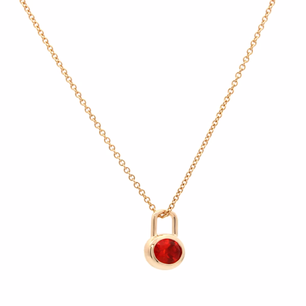Fire Opal Gem Lock Pendant - Image 3