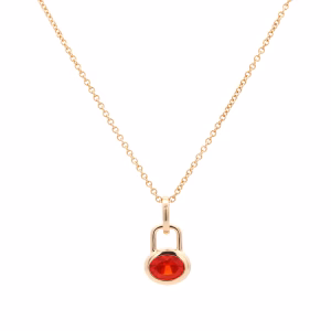 Fire Opal Gem Lock Pendant