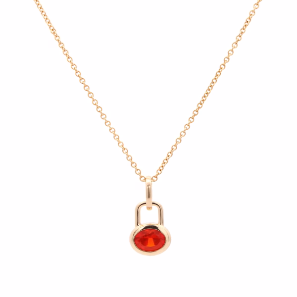 Fire Opal Gem Lock Pendant