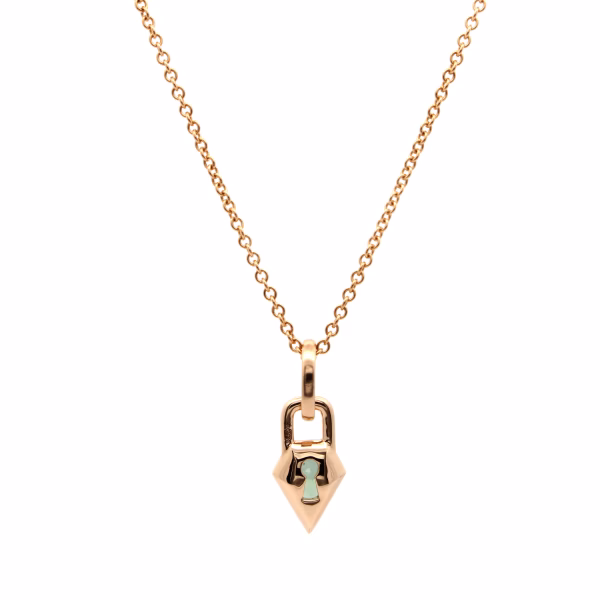 Shield Sapphire Gem Lock Pendant - Image 2