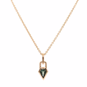 Shield Sapphire Gem Lock Pendant