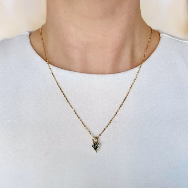 Shield Sapphire Gem Lock Pendant - Image 5