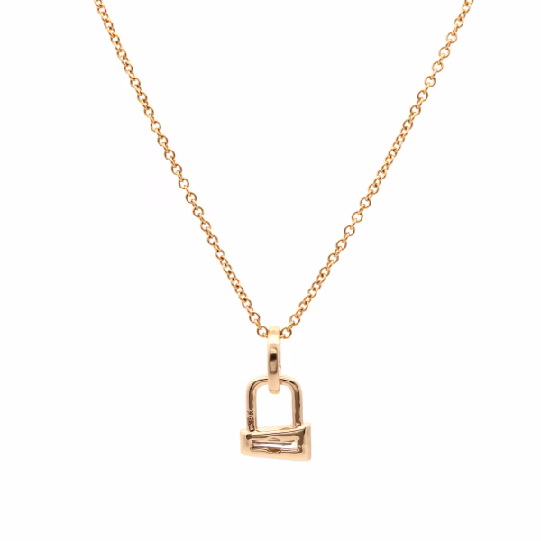 Baguette Diamond Gem Lock Pendant - Image 2