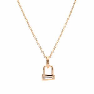 Baguette Diamond Gem Lock Pendant