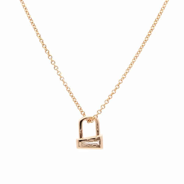 Baguette Diamond Gem Lock Pendant - Image 4