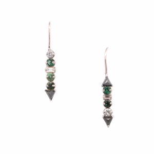 Green Tourmaline and Diamond Gem Strata Earrings