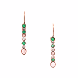 Emerald and Rose Quartz Gem Strata Earrings