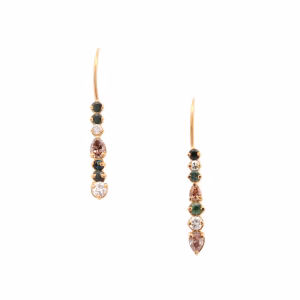 Green Tourmaline and Diamond Gem Strata Earrings