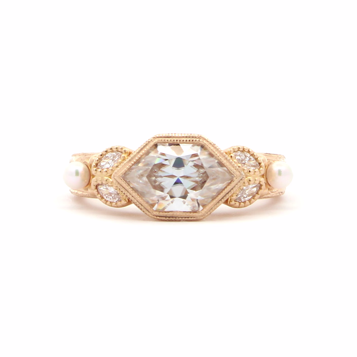 Hexagon Double Milgrain Bezel Ring